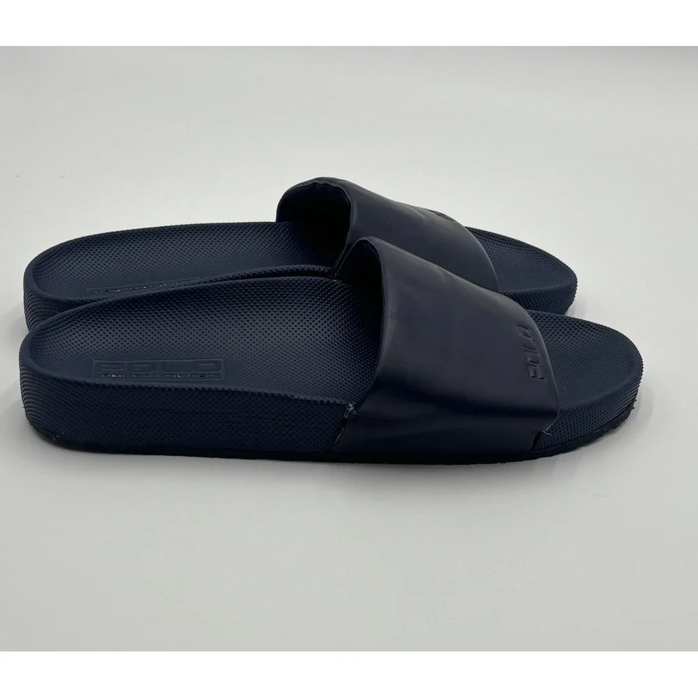 Polo Ralph Lauren Cayson Slide Sandals Navy Rubber Pool Slides Men's 10